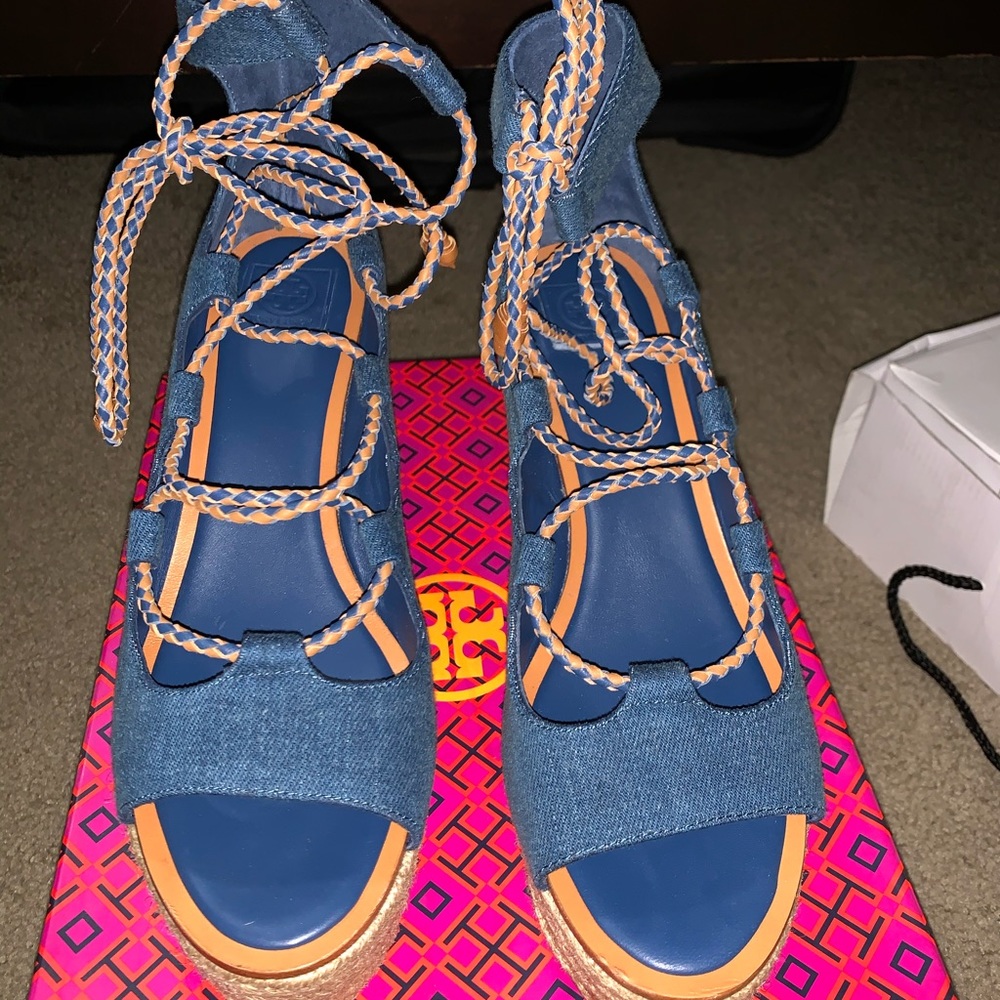 Authentic jean Tory Burch espadrilles